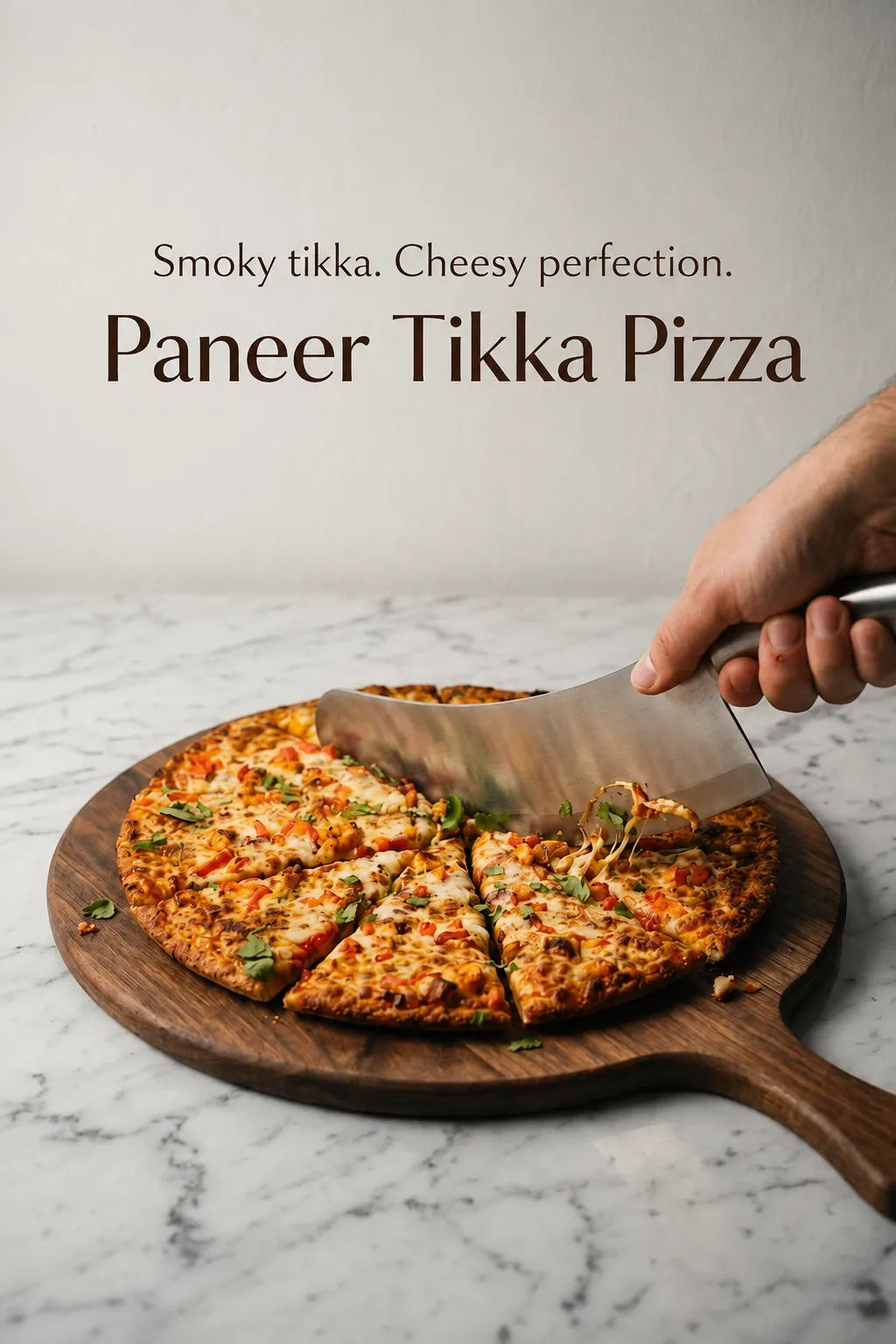 Paneer Tikka Pizza with smoky paneer and melted cheese at Craze Pizza & Cake Calgary