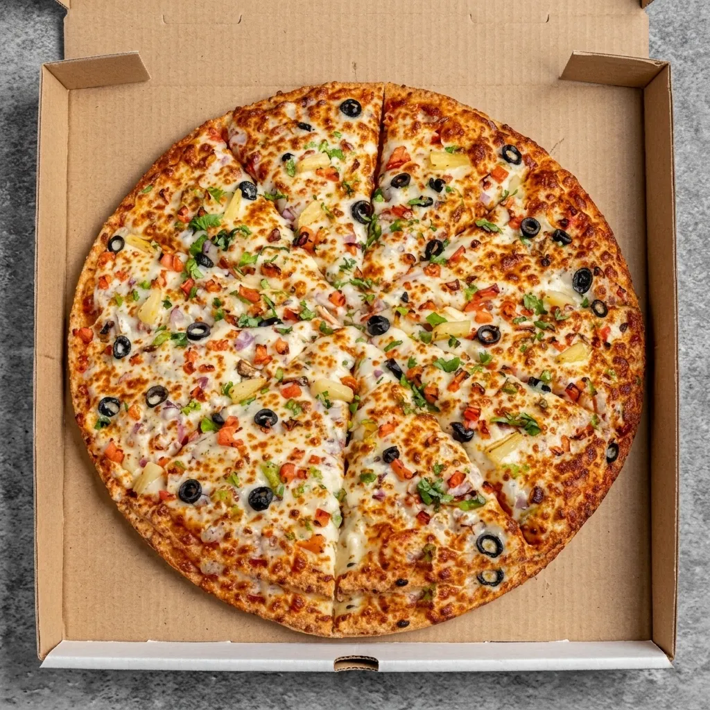 Vegetarian veggie pizza with fresh toppings at Craze Calgary